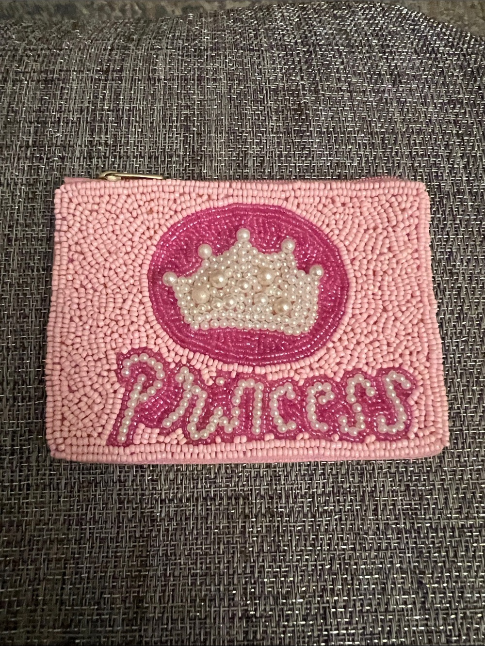 Pink Beaded 'Princess' Kids Coin Purse